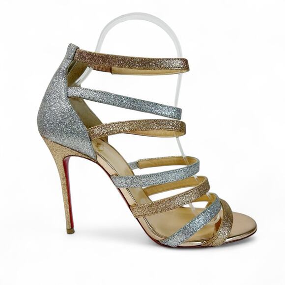 Christian Louboutin Shoes - CHRISTIAN LOUBOUTIN Mariniere Glitter Strappy Heeled Sandals